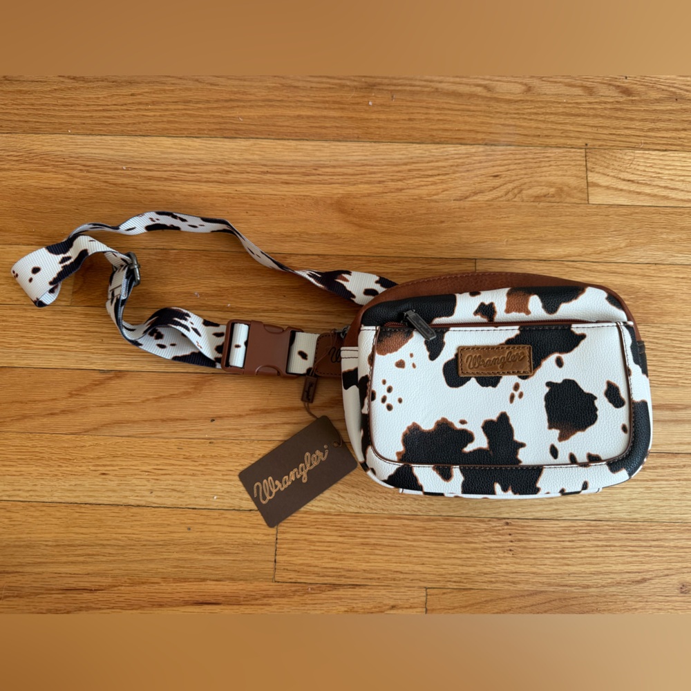Wrangler Cow Print Belt Bag - Black and Brown